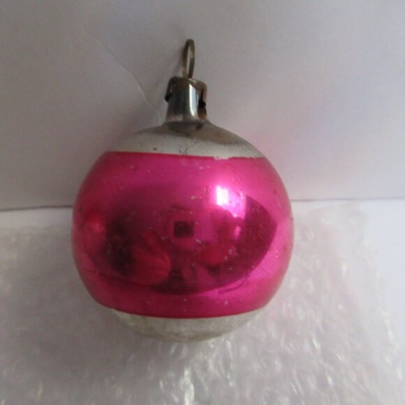3 Hand Painted Blown Glass Christmas Ornaments Poland Pink Silver Vintage - Picture 15 of 16